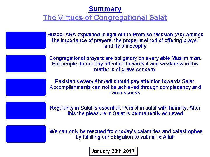 Summary The Virtues of Congregational Salat Huzoor ABA explained in light of the Promise