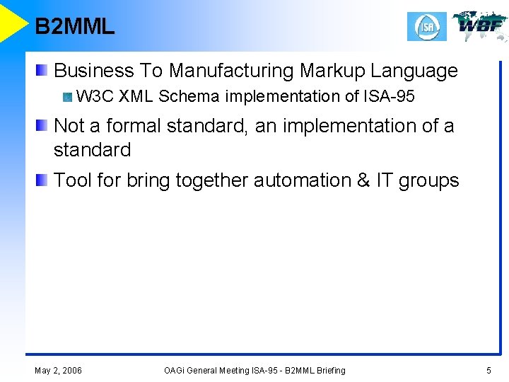 B 2 MML Business To Manufacturing Markup Language W 3 C XML Schema implementation