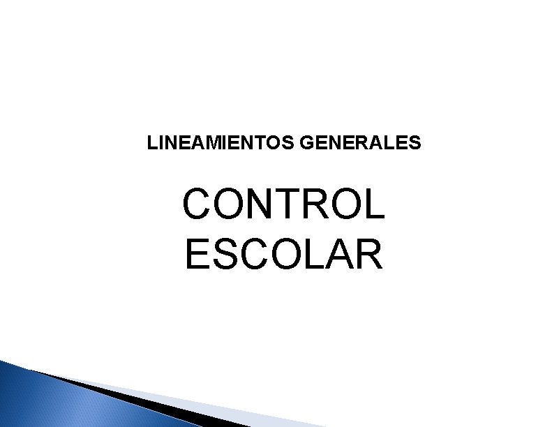 LINEAMIENTOS GENERALES CONTROL ESCOLAR 