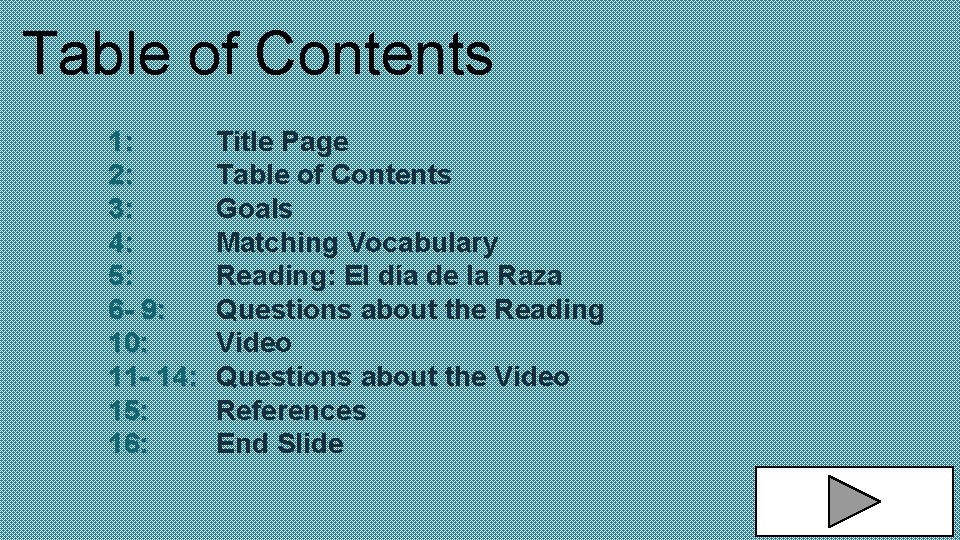 Table of Contents 1: 2: 3: 4: 5: 6 - 9: 10: 11 -