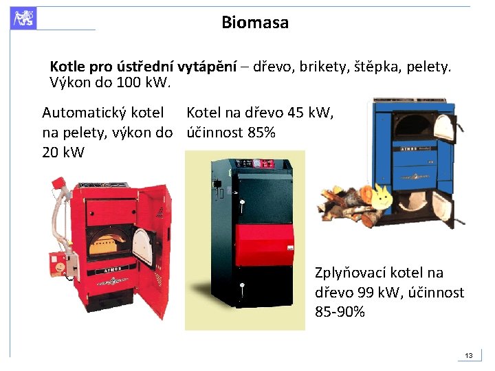 Biomasa Kotle pro ústřední vytápění – dřevo, brikety, štěpka, pelety. Výkon do 100 k.