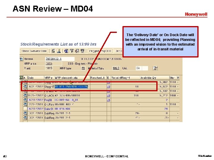 ASN Review – MD 04 The ‘Delivery Date’ or On Dock Date will be