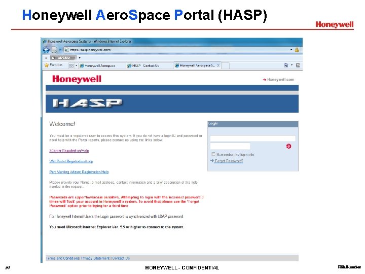 Honeywell Aero. Space Portal (HASP) #4 HONEYWELL - CONFIDENTIAL File Number 