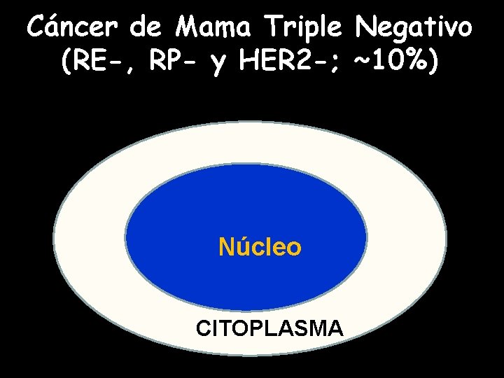 Cáncer de Mama Triple Negativo (RE-, RP- y HER 2 -; ~10%) Núcleo CITOPLASMA