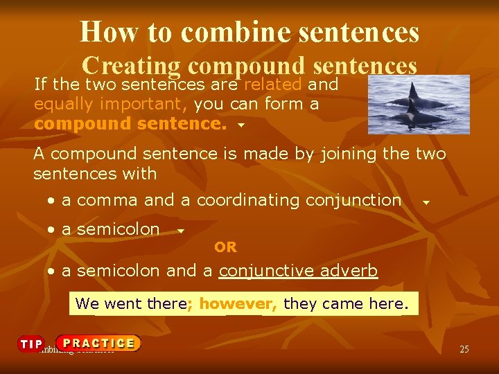 How to combine sentences Creating compound sentences If the two sentences are related and
