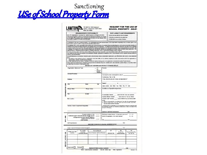 Sanctioning USe of School Property Form 