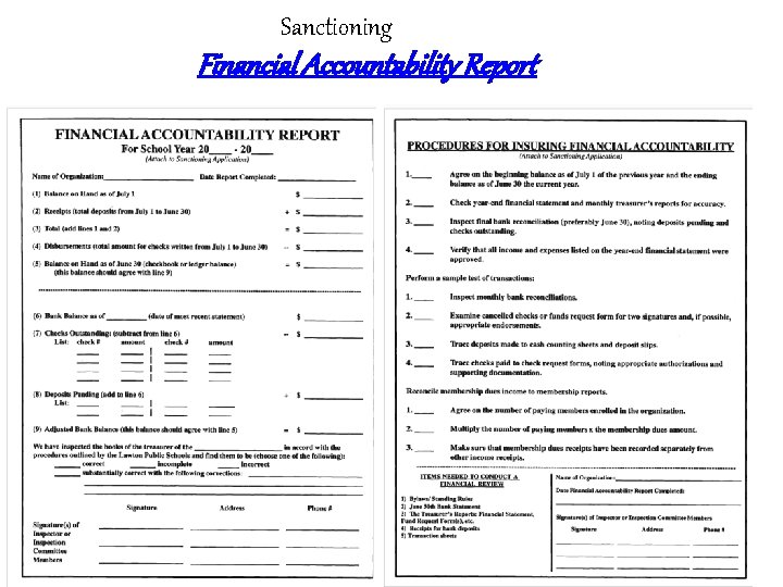 Sanctioning Financial Accountability Report 