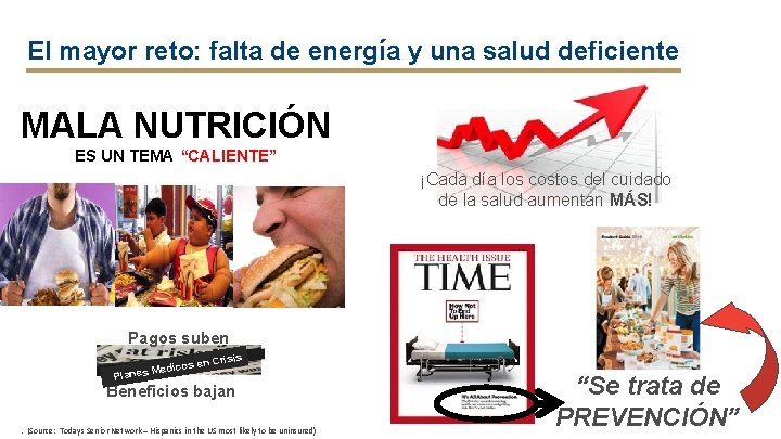 El mayor reto: falta de energía y una salud deficiente MALA NUTRICIÓN ES UN