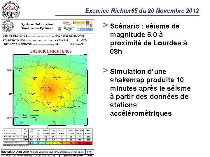 Exercice Richter 65 du 20 Novembre 2012 > Scénario : séisme de magnitude 6.