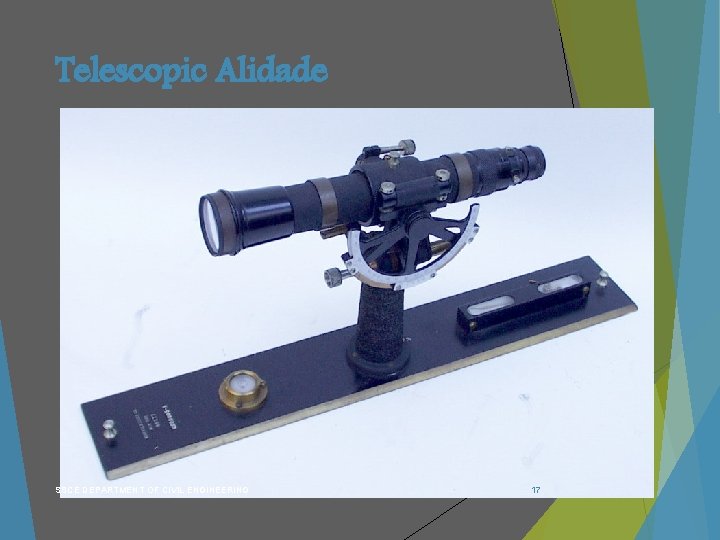 Telescopic Alidade SSCE DEPARTMENT OF CIVIL ENGINEERING 17 