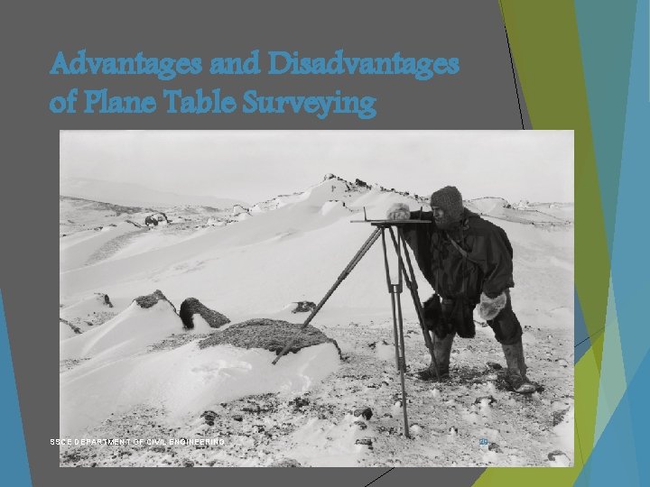 Advantages and Disadvantages of Plane Table Surveying SSCE DEPARTMENT OF CIVIL ENGINEERING 29 