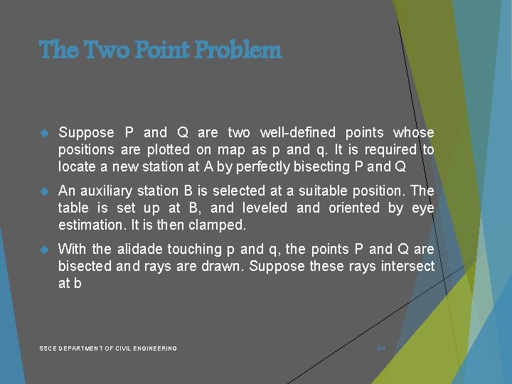 The Two Point Problem Suppose P and Q are two well-defined points whose positions