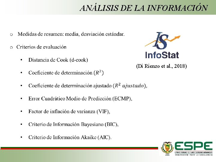 ANÁLISIS DE LA INFORMACIÓN (Di Rienzo et al. , 2018) 