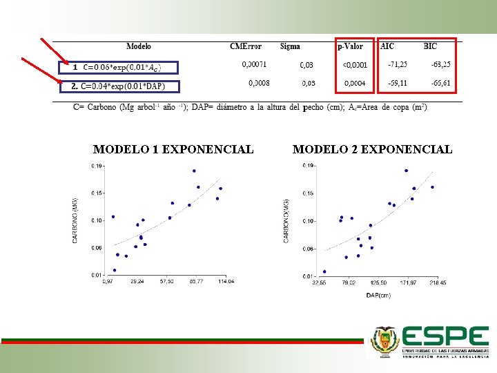 MODELO 1 EXPONENCIAL MODELO 2 EXPONENCIAL 