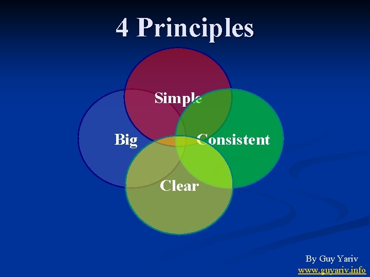 4 Principles Simple Big Consistent Clear By Guy Yariv www. guyariv. info 