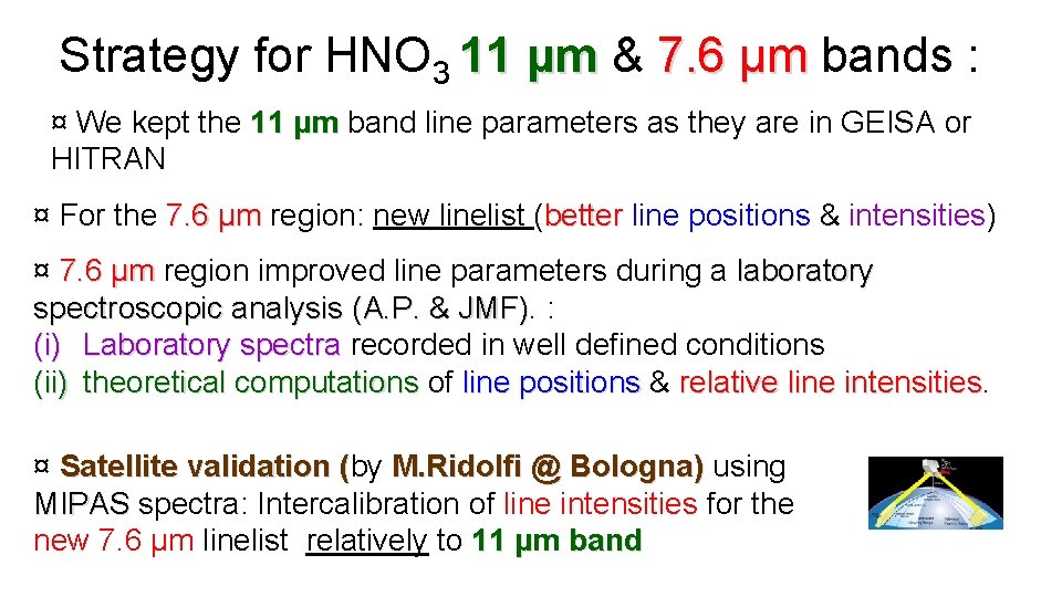 Strategy for HNO 3 11 µm & 11 µm 7. 6 µm bands :
