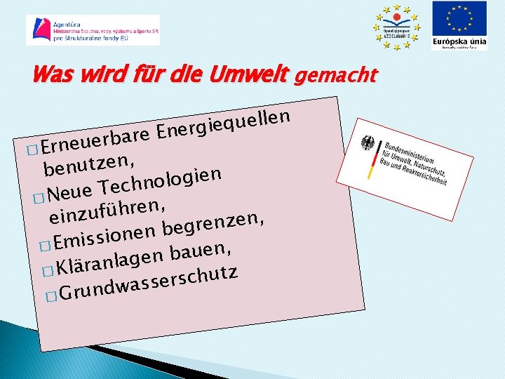 Was wird für die Umwelt gemacht n e l l e u q e