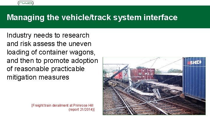 Managing the vehicle/track system interface Industry needs to research and risk assess the uneven