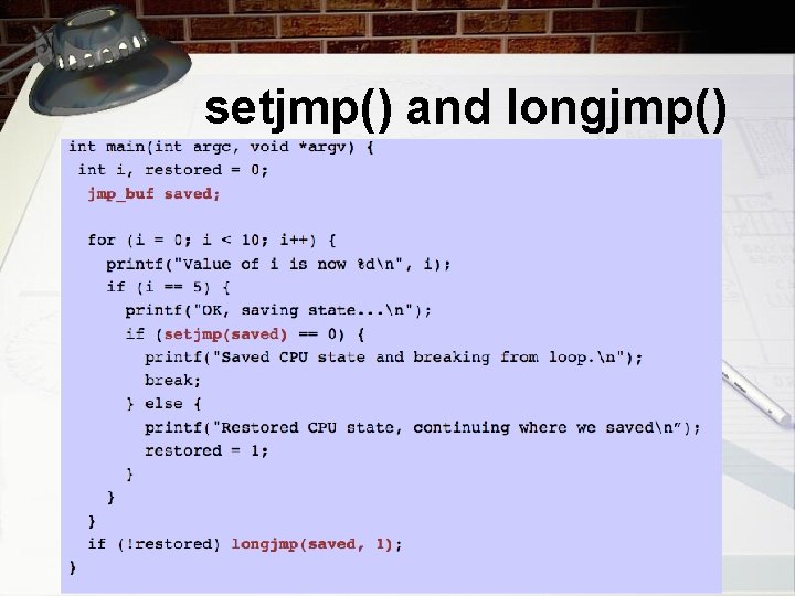 setjmp() and longjmp() 