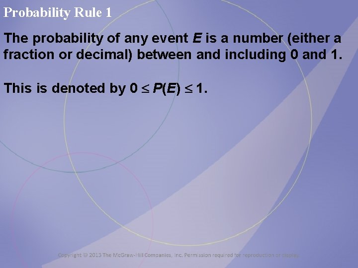 Probability Rule 1 The probability of any event E is a number (either a