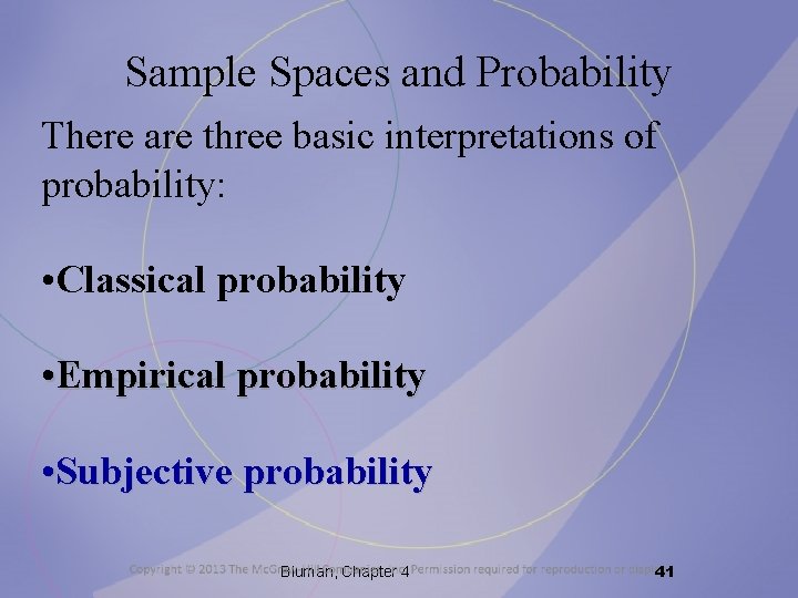 Sample Spaces and Probability There are three basic interpretations of probability: • Classical probability