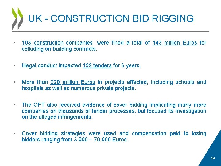 UK - CONSTRUCTION BID RIGGING • 103 construction companies were fined a total of
