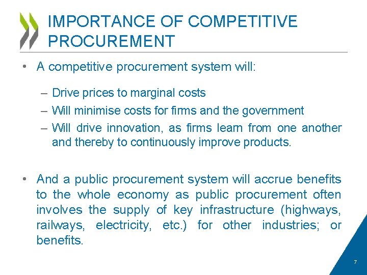 IMPORTANCE OF COMPETITIVE PROCUREMENT • A competitive procurement system will: – Drive prices to