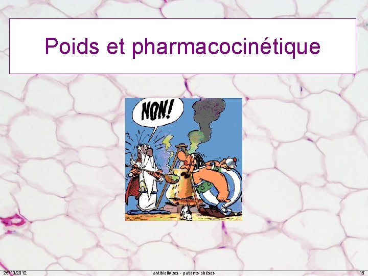 Poids et pharmacocinétique 25/10/2012 antibiotiques - patients obèses 15 