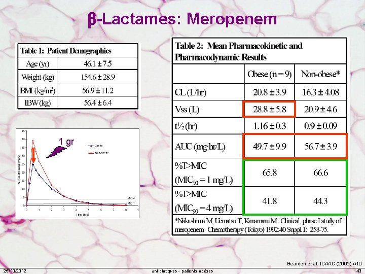  -Lactames: Meropenem 1 gr Bearden et al. ICAAC (2005) A 10 25/10/2012 antibiotiques