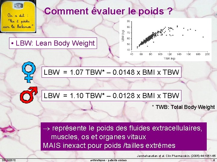 Comment évaluer le poids ? • LBW: Lean Body Weight LBW = 1. 07
