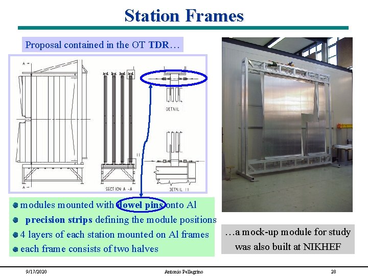 Station Frames Proposal contained in the OT TDR… modules mounted with dowel pins onto