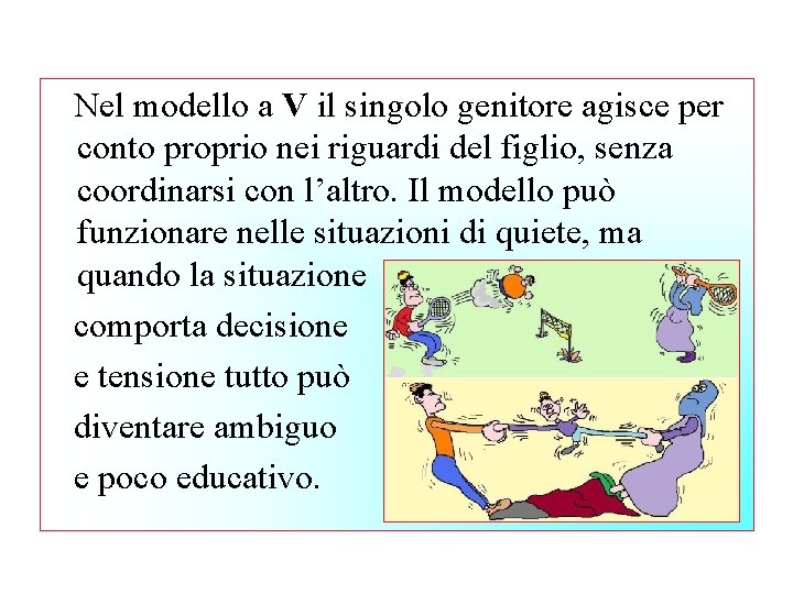 Nel modello a V il singolo genitore agisce per conto proprio nei riguardi del