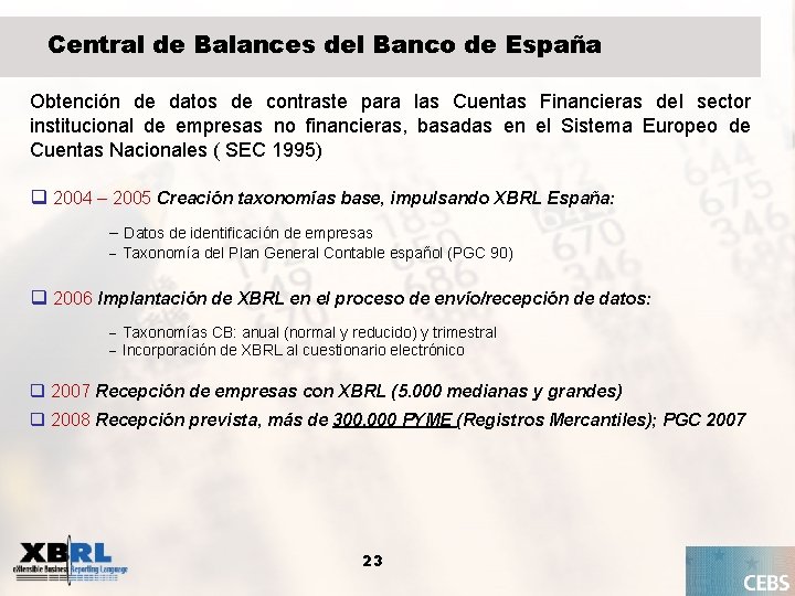 Central de Balances del Banco de España Obtención de datos de contraste para las