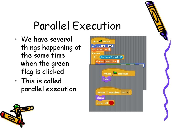 Parallel Execution • We have several things happening at the same time when the