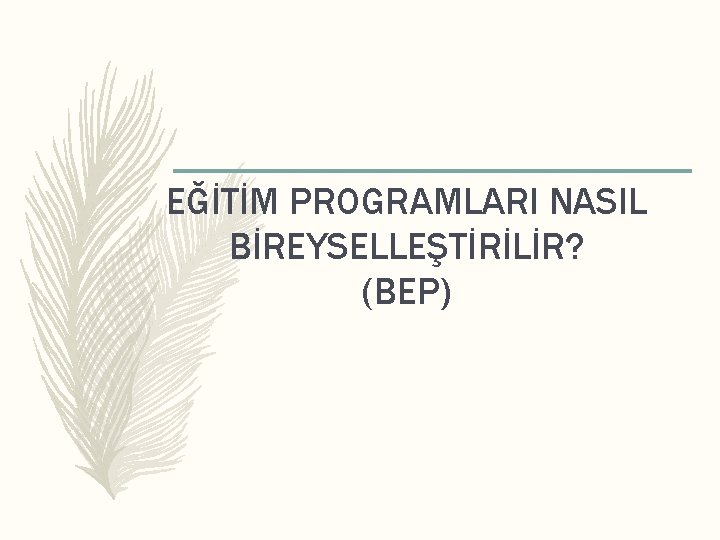 EĞİTİM PROGRAMLARI NASIL BİREYSELLEŞTİRİLİR? (BEP) 