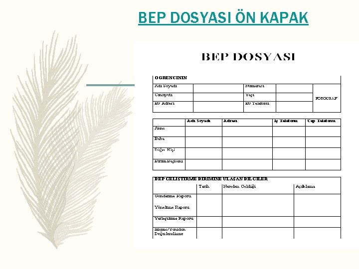 BEP DOSYASI ÖN KAPAK 