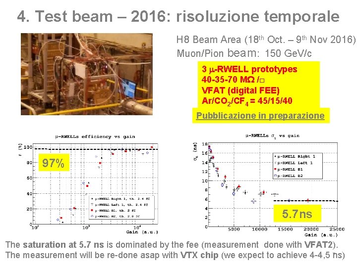 4. Test beam – 2016: risoluzione temporale H 8 Beam Area (18 th Oct.