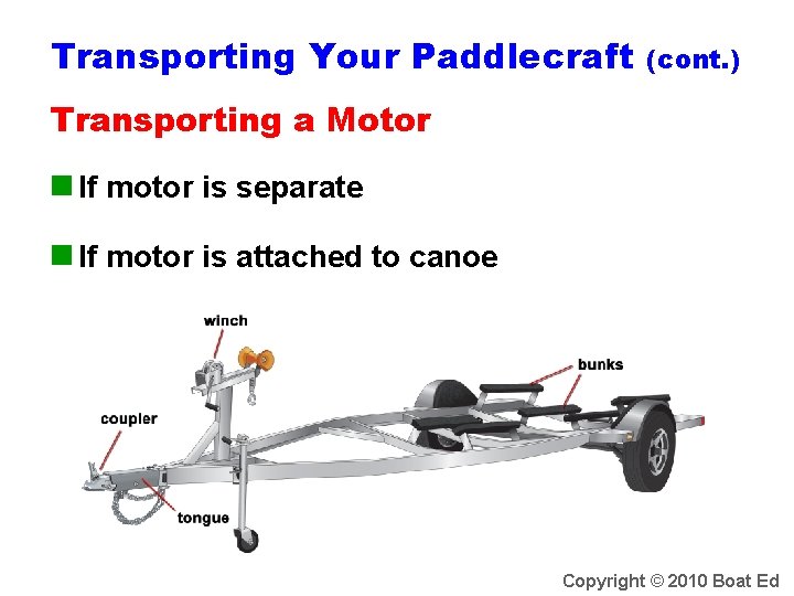 Transporting Your Paddlecraft (cont. ) Transporting a Motor n If motor is separate n