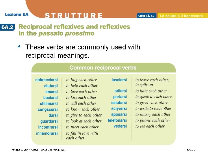  • These verbs are commonly used with reciprocal meanings. © and ® 2011