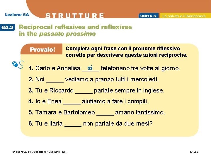 Completa ogni frase con il pronome riflessivo corretto per descrivere queste azioni reciproche. si