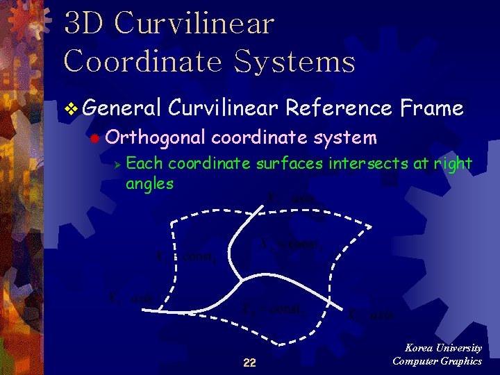 3 D Curvilinear Coordinate Systems v General Curvilinear Reference Frame ® Orthogonal Ø coordinate 3 D Curvilinear Coordinate Systems v General Curvilinear Reference Frame ® Orthogonal Ø coordinate