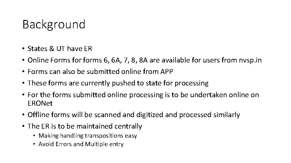 Background States & UT have ER Online Forms forms 6, 6 A, 7, 8,