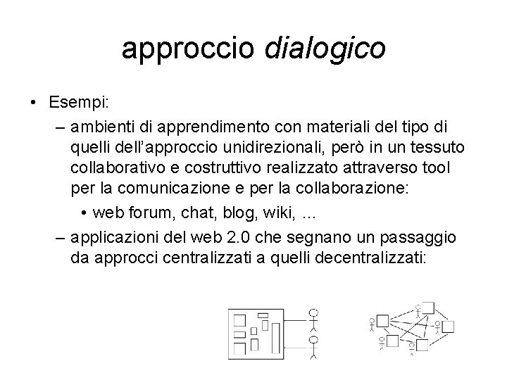 approccio dialogico • Esempi: – ambienti di apprendimento con materiali del tipo di quelli