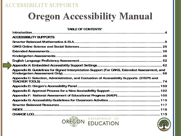 ACCESSIBILITY SUPPORTS Oregon Accessibility Manual 