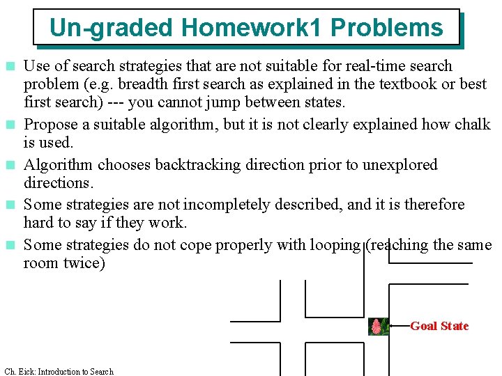Un-graded Homework 1 Problems n n n Use of search strategies that are not Un-graded Homework 1 Problems n n n Use of search strategies that are not