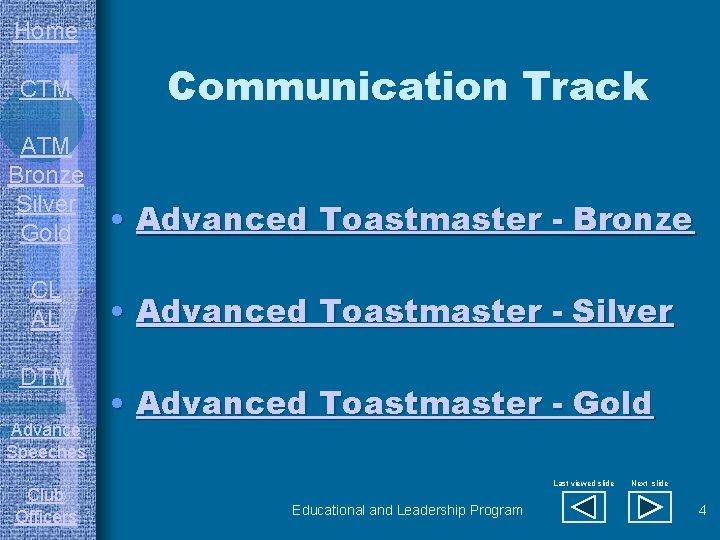 Home CTM Communication Track ATM Bronze Silver Gold • Advanced Toastmaster - Bronze CL