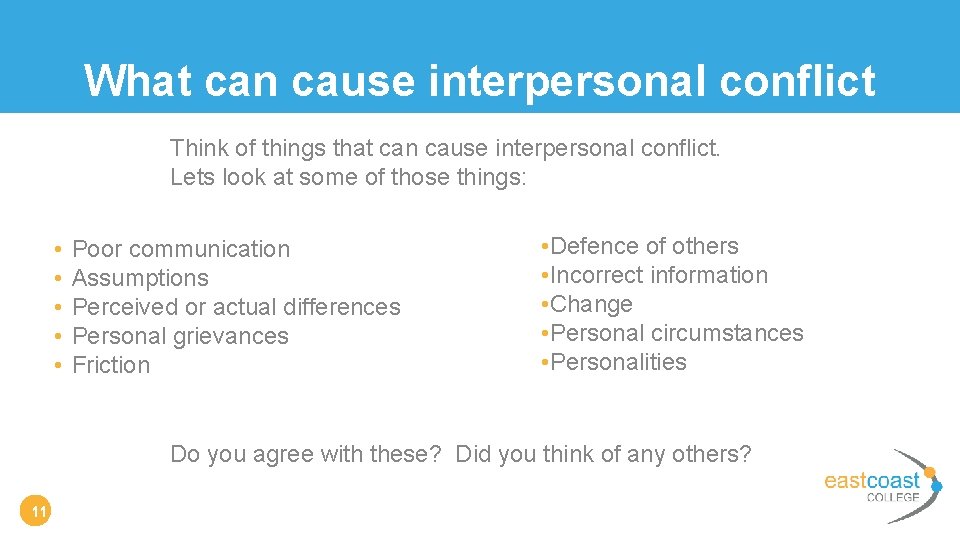 What can cause interpersonal conflict Think of things that can cause interpersonal conflict. Lets