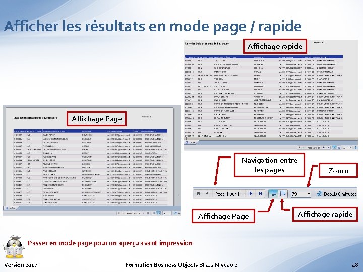 Afficher les résultats en mode page / rapide Affichage Page Navigation entre les pages