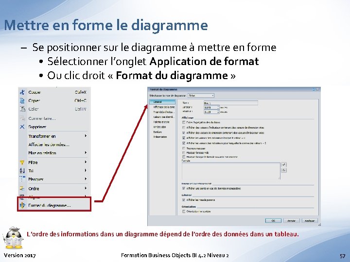 Mettre en forme le diagramme – Se positionner sur le diagramme à mettre en