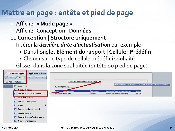 Mettre en page : entête et pied de page – Afficher « Mode page